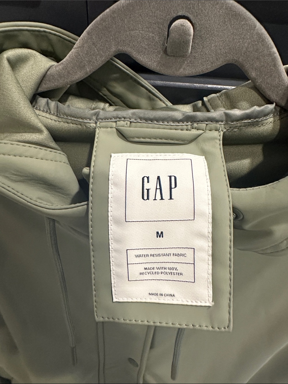 GAP Hooded Rain Coat in Light Olive - Picture 2 of 3